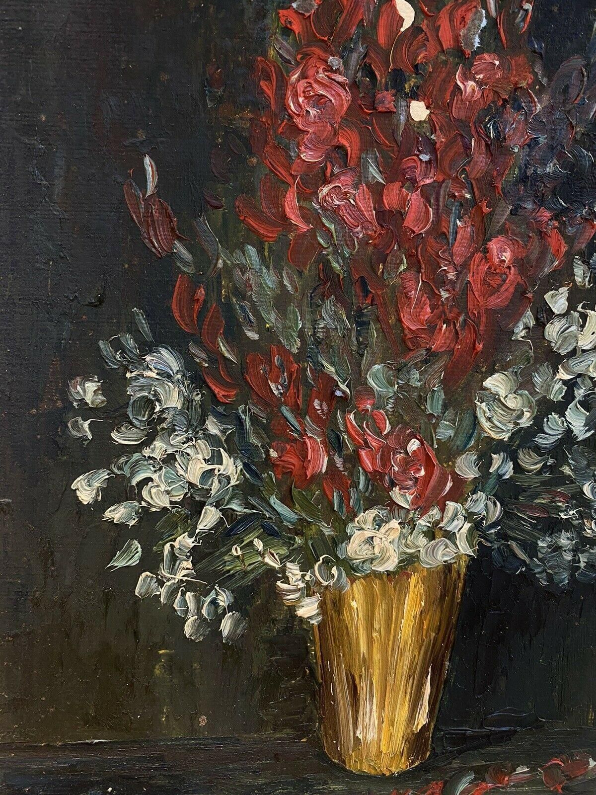 Unknownfernand Audet French Impressionist Oil, Large Still Life Flowersmid 20th Century photo furniture