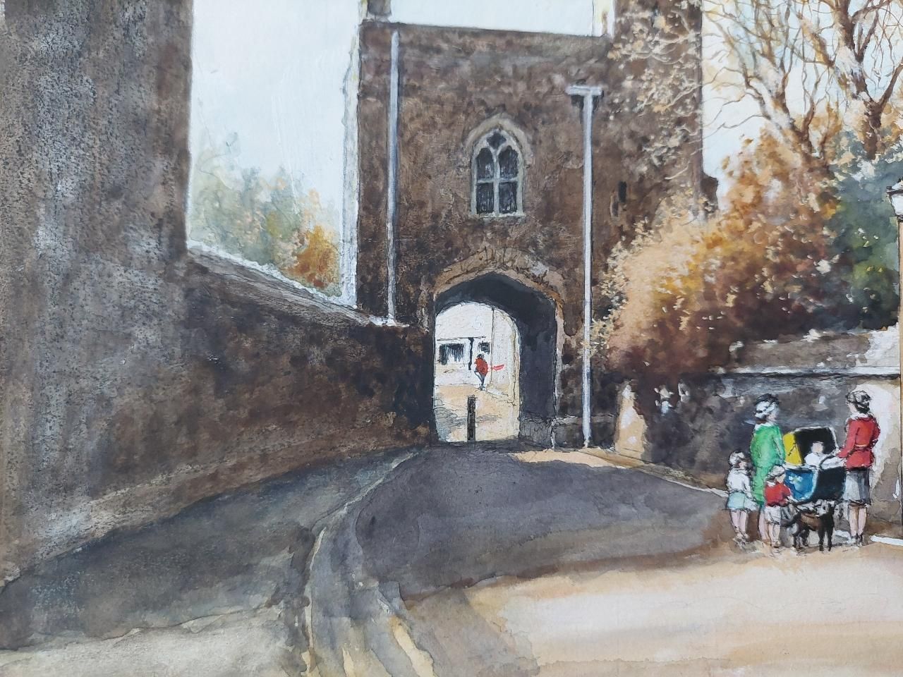 English  Schooltraditional English Painting Rochester Cathedral Priory Gate, Kent England20th Century photo buy