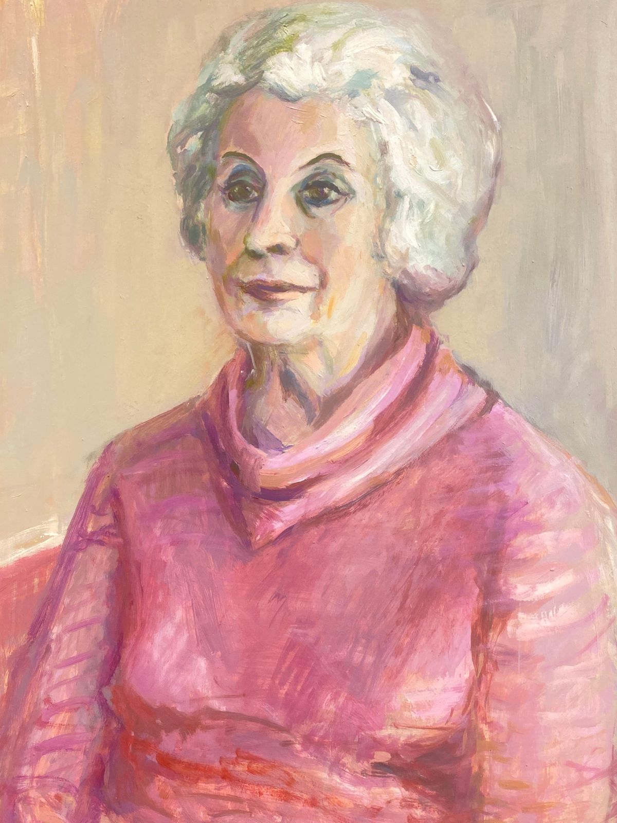 Unknown1960's British Original Oil Painting, Portrait Of A Lady In Pinkcirca 1960s photo furniture