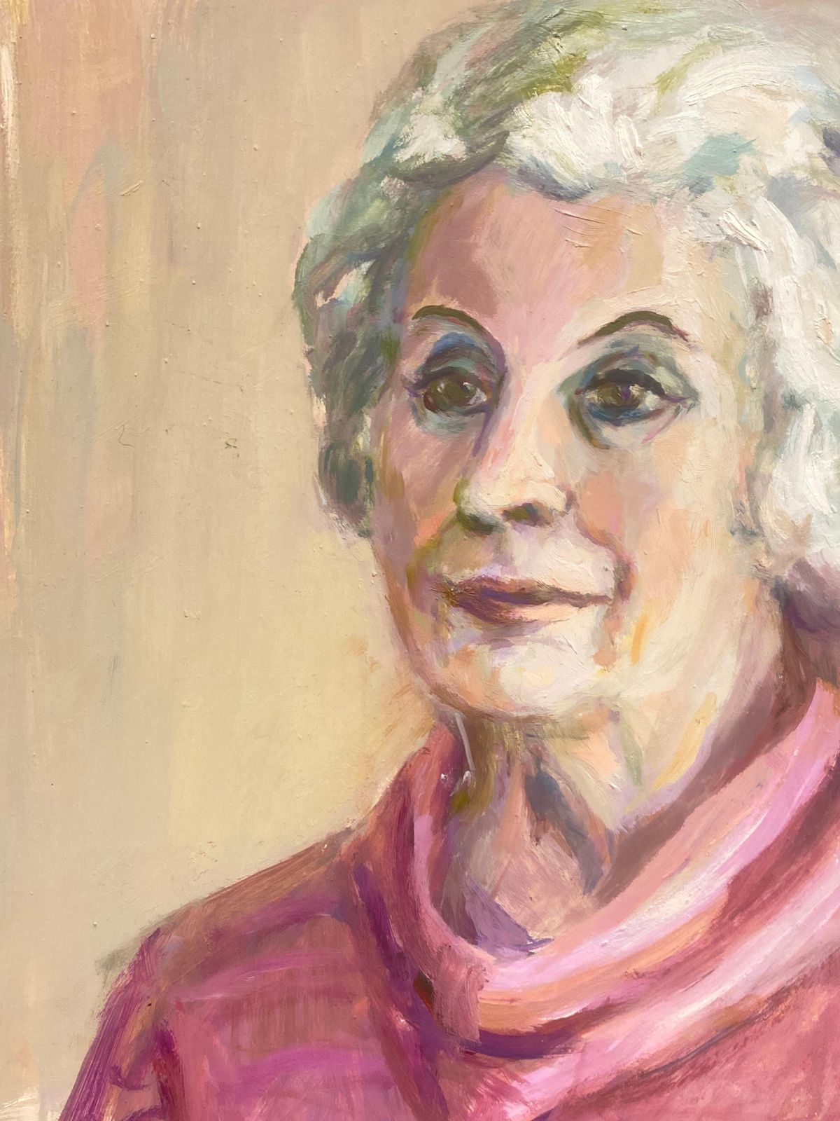 Unknown1960's British Original Oil Painting, Portrait Of A Lady In Pinkcirca 1960s photo for sale