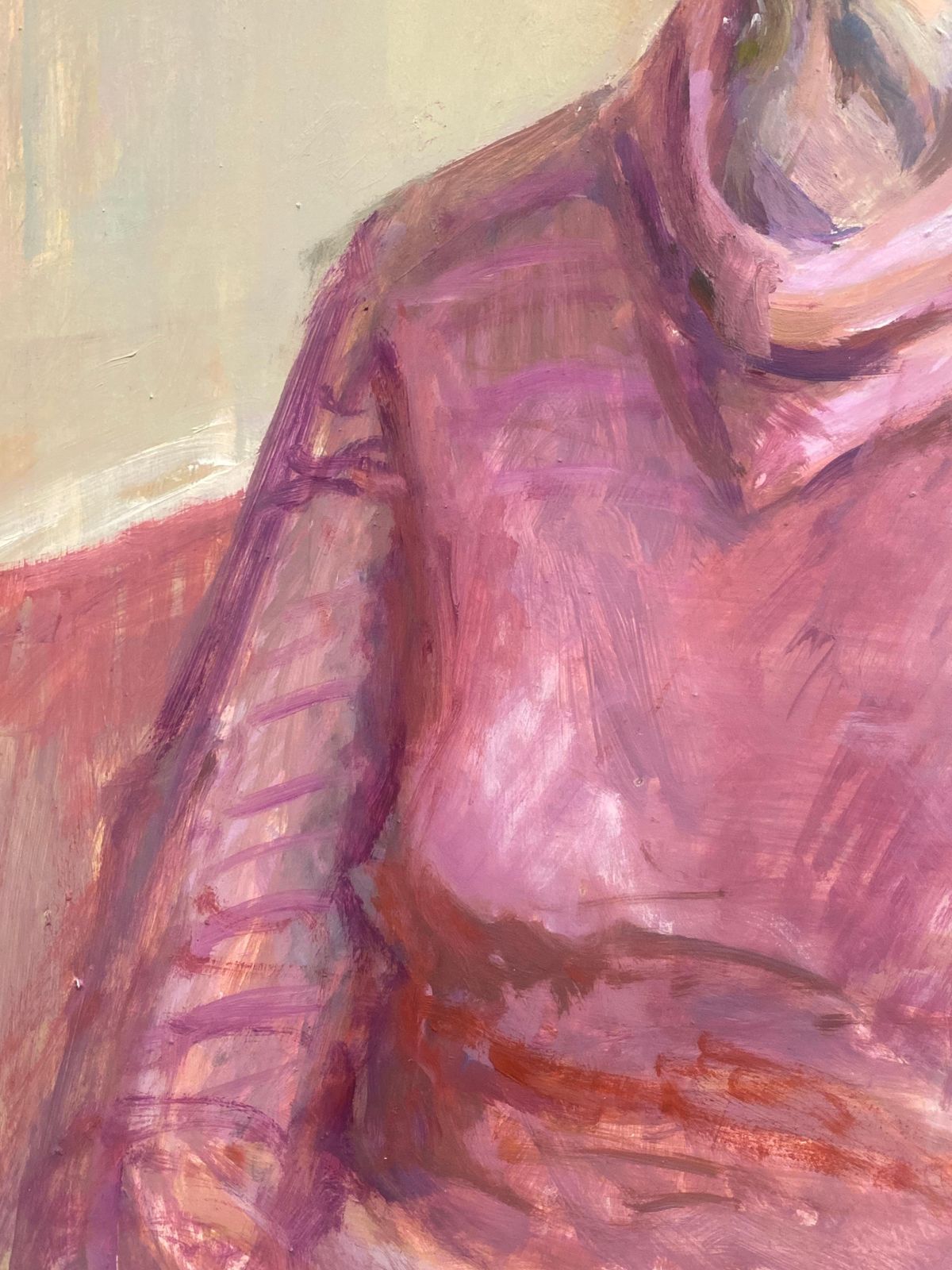 Unknown1960's British Original Oil Painting, Portrait Of A Lady In Pinkcirca 1960s photo vinterior