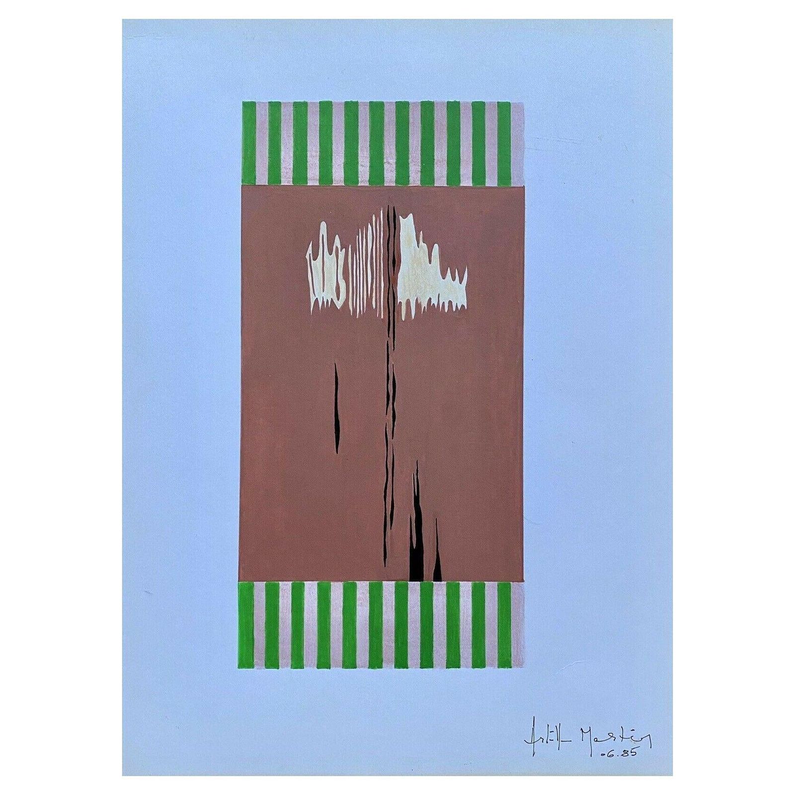 Unknownarlette Martin 1980's French Geometric Abstract Painting, Signed20th Century