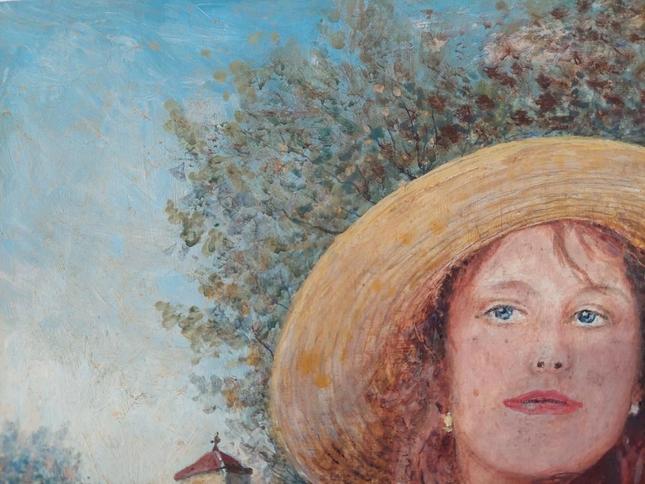 English  Schooltraditional English Painting Portrait Of Girl With Auburn Hair In Surrey England20th Century photo buy