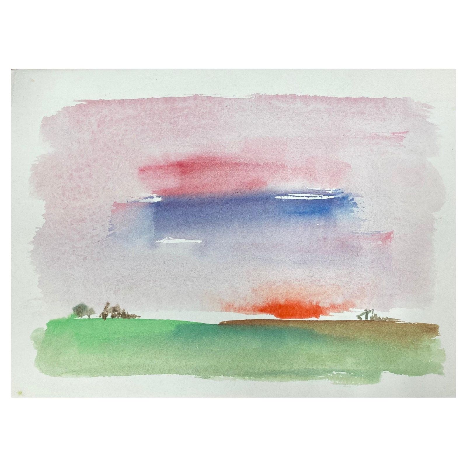 Akos Birocolourful Abstract Sunset Sky, French Expressionist Original Paintingcirca 1980s