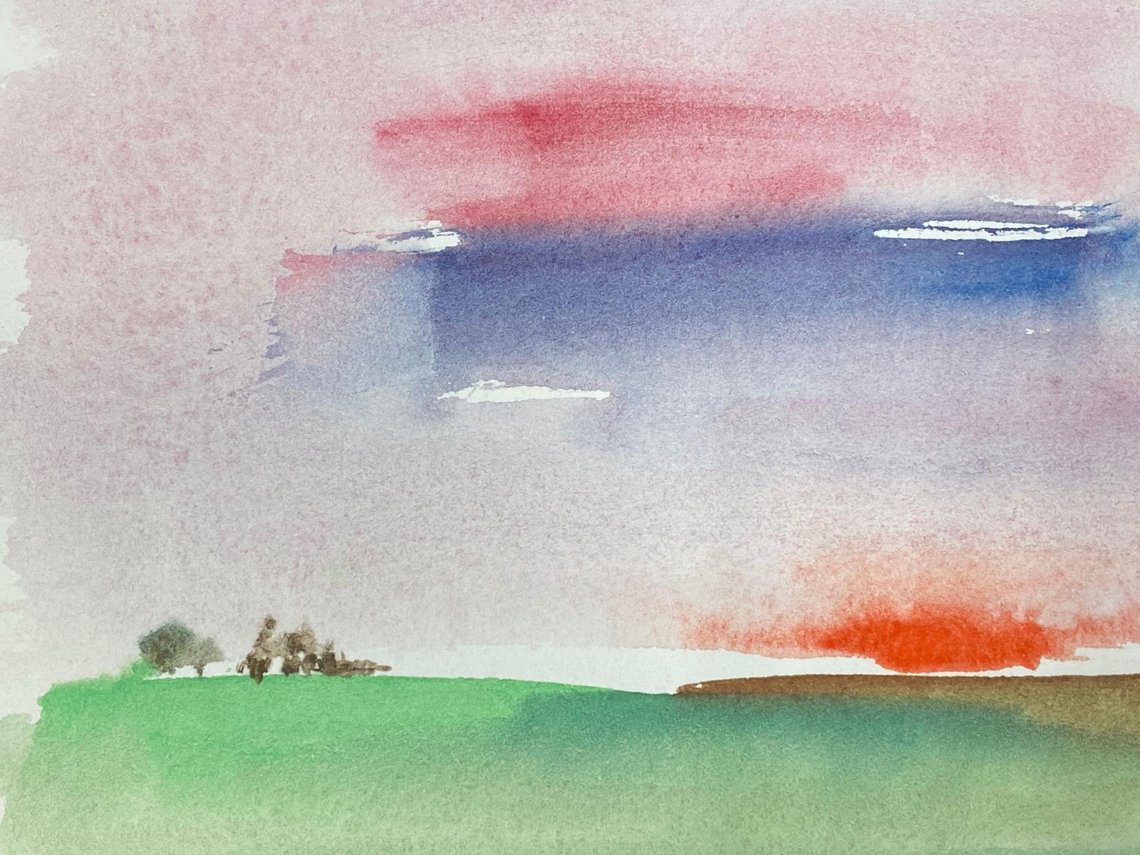 Akos Birocolourful Abstract Sunset Sky, French Expressionist Original Paintingcirca 1980s photo for sale