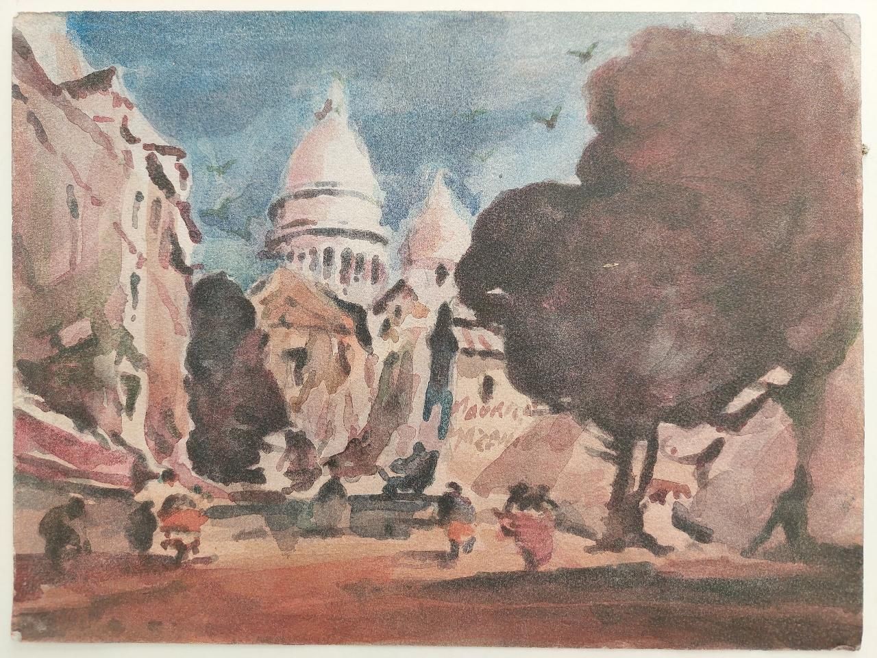 Maurice Mazeiliefrench Modernist Cubist Painting Sacre Coeur In Paris21st Century photo furniture