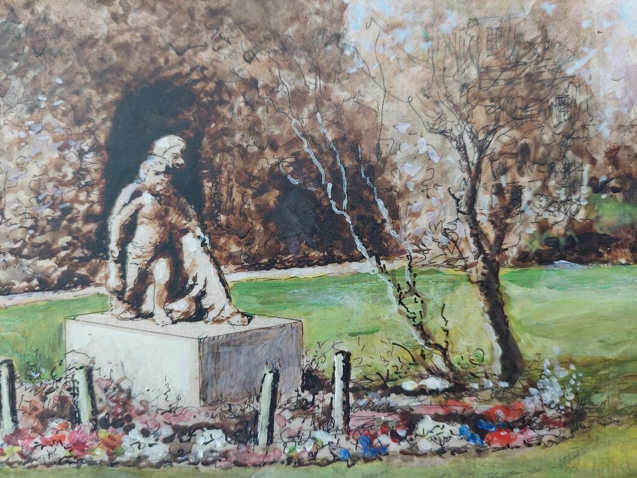English  Schooltraditional English Painting Statue Of Mary And Christ, Rochester, Kent20th Century photo buy