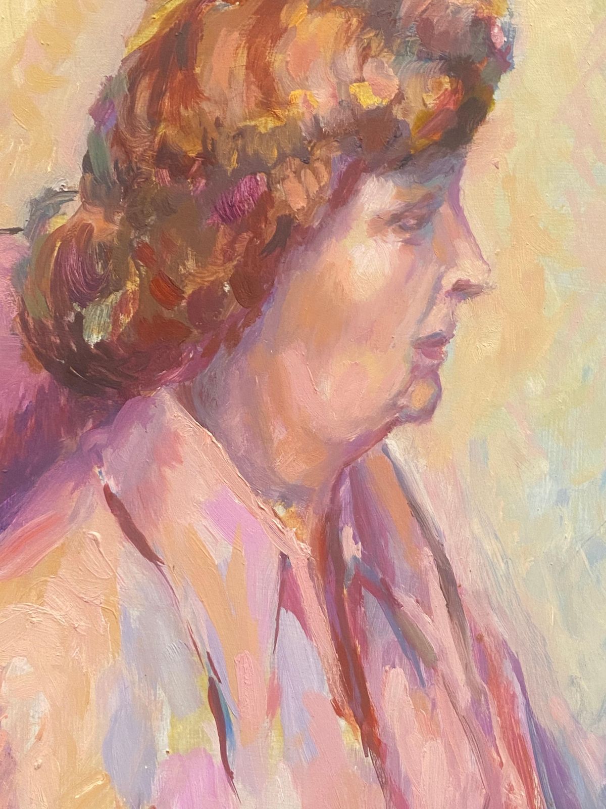 Unknown1960's British Original Oil Painting, Side Portrait Of A Womancirca 1960s photo for sale