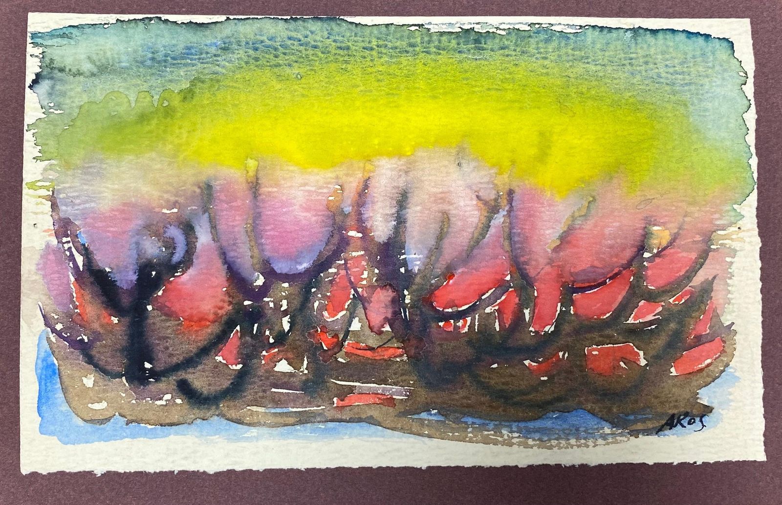 Akos Birocolourful Abstract, French Expressionist Original Paintingcirca 1960s photo furniture