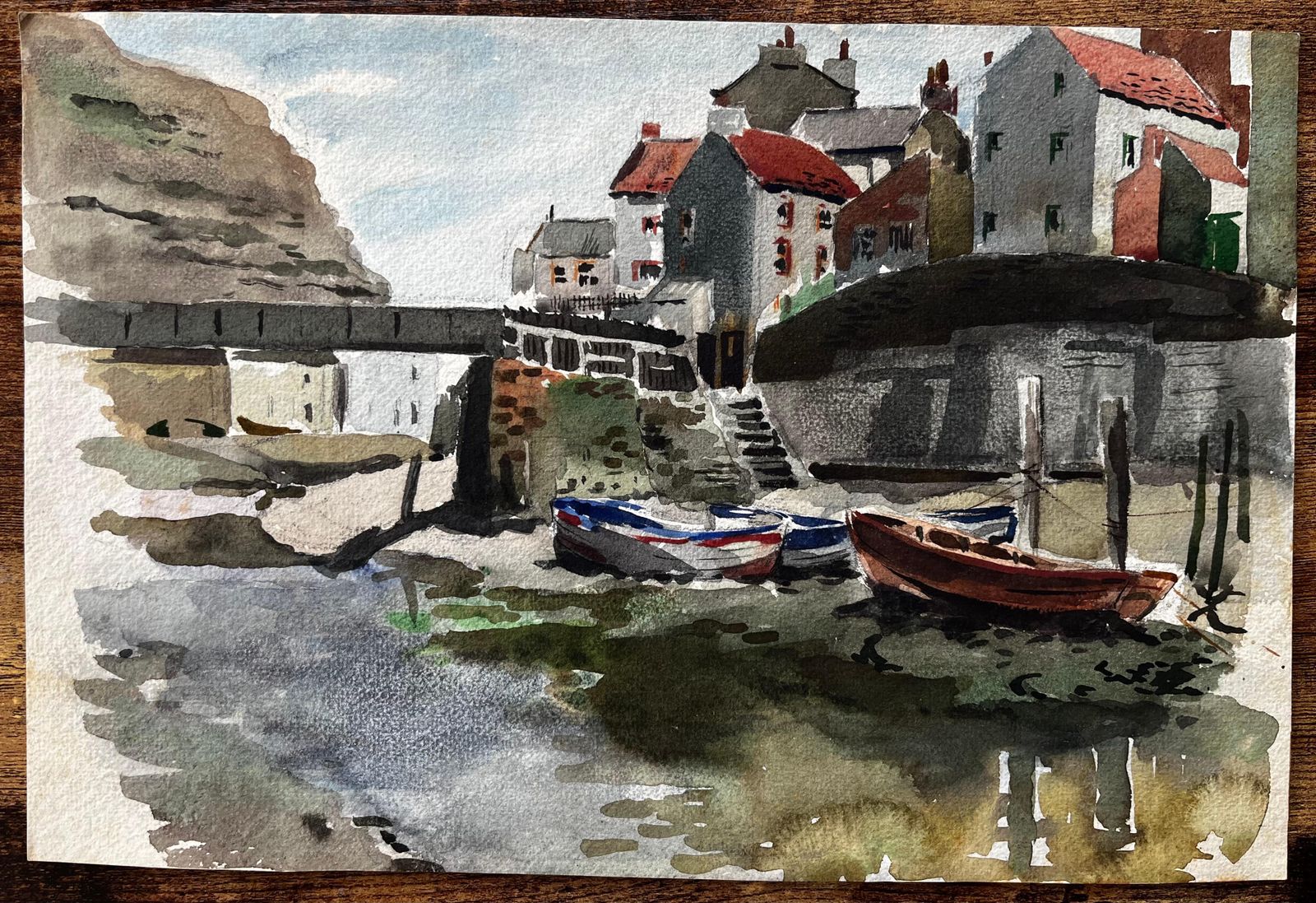 Anthony Herbertstaithes Harbour With Boats And Red Roofed Cottages North Yorkshire Coast photo furniture