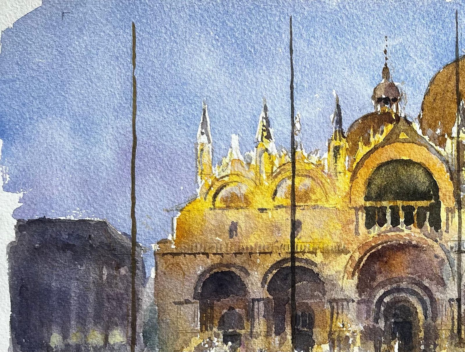Anthony Herbertst Marks Basilica Venice In Golden Light With Crowds And Reflections Watercolour photo Art
