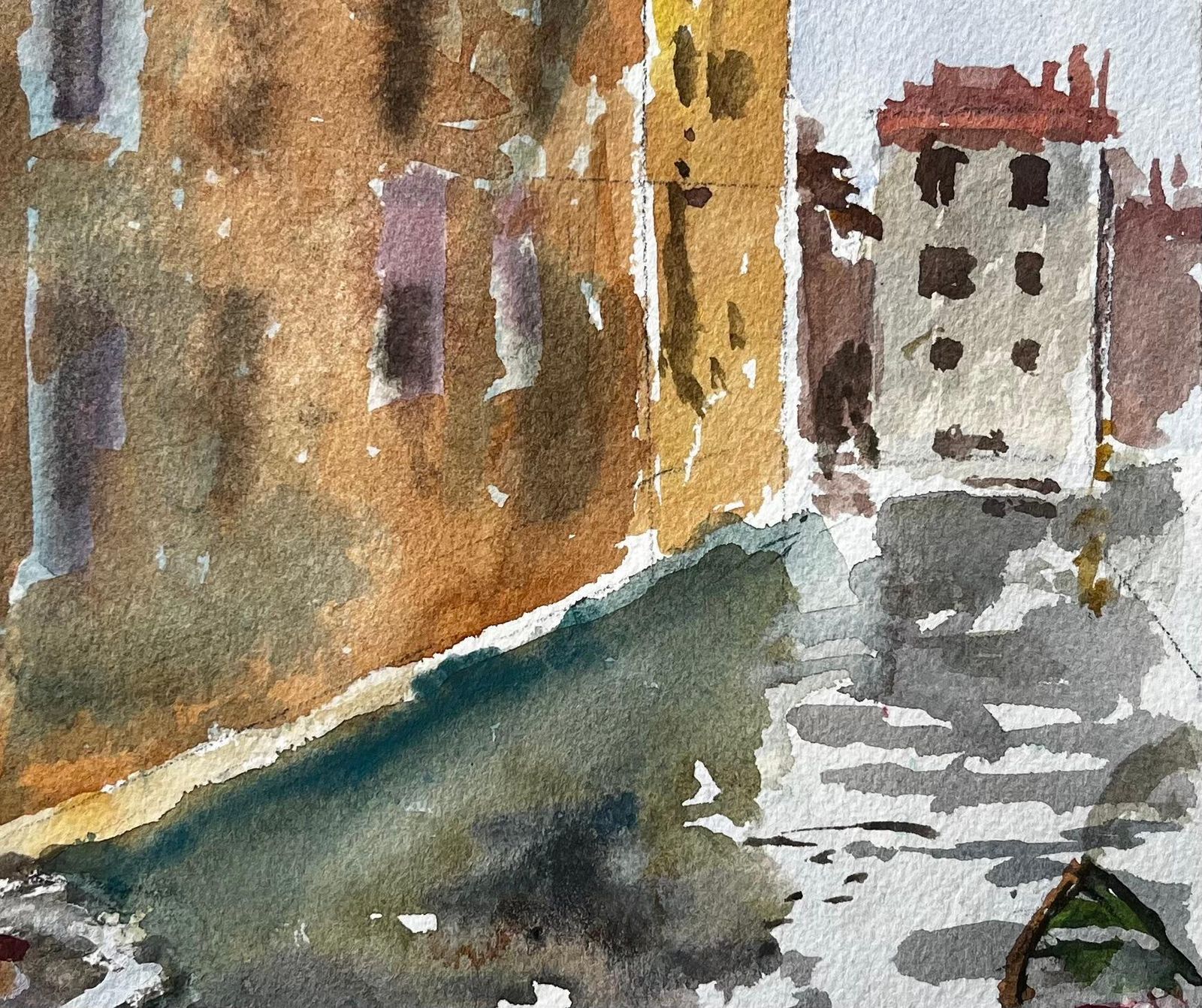Anthony Herbertvenice Canal Scene With Gondola And Reflections Original Watercolour Painting photo vinterior