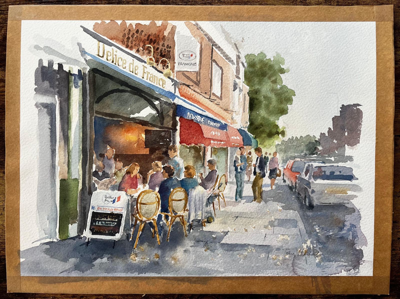 Anthony Herbertlondon Café Scene Delice De France With Diners And Red Awnings Street Study photo furniture