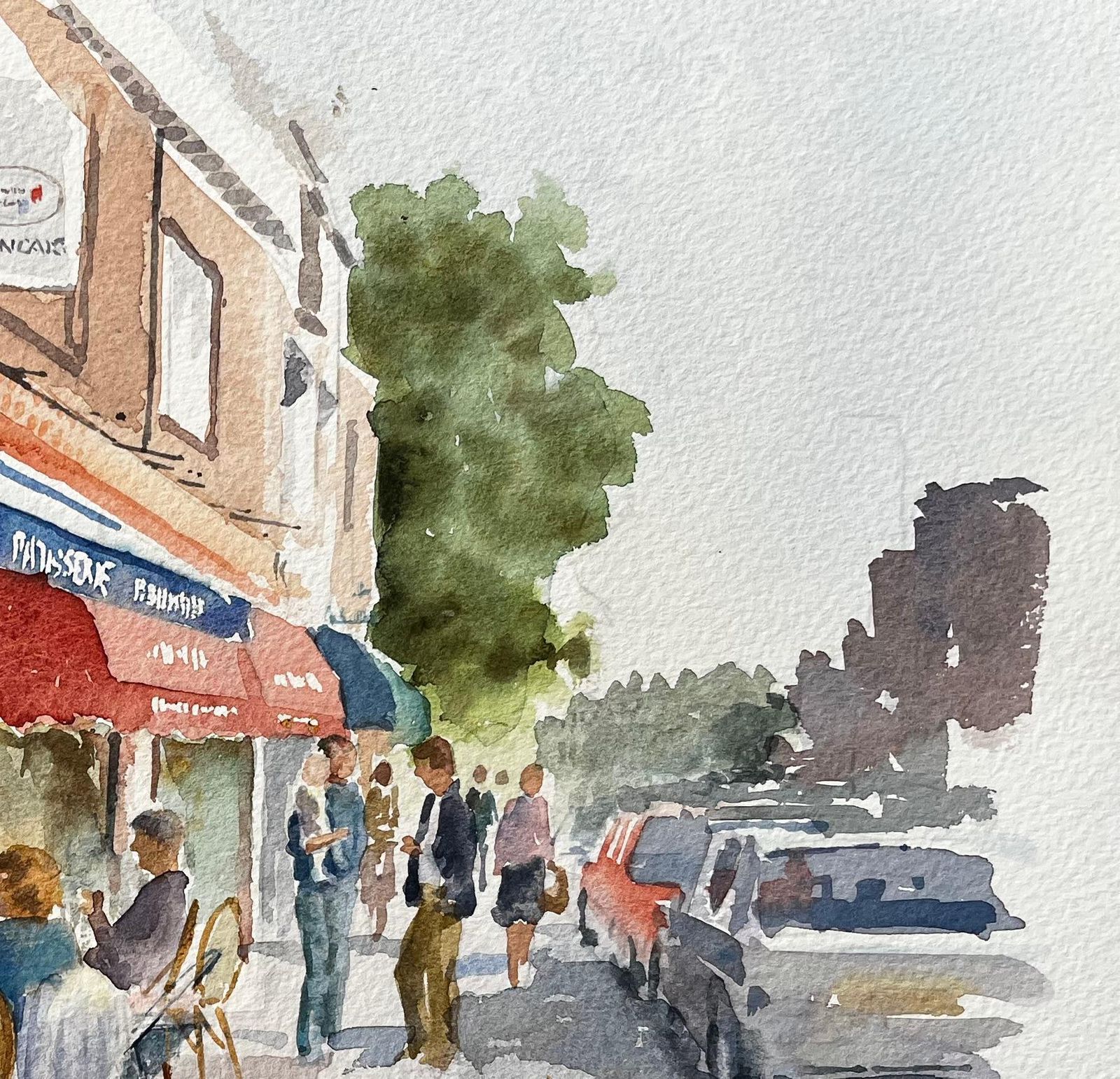 Anthony Herbertlondon Café Scene Delice De France With Diners And Red Awnings Street Study photo vinterior