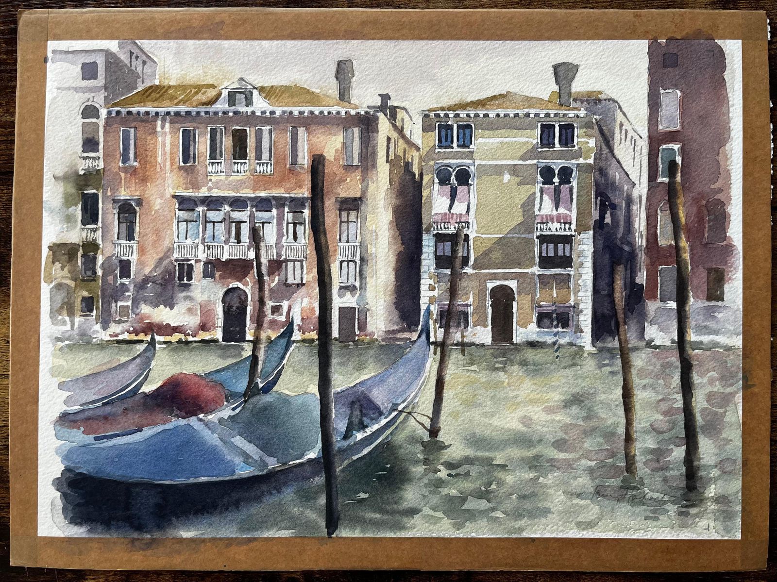 Anthony Herbertvenice Grand Canal Gondolas And Palazzos Original Watercolour Painting photo furniture