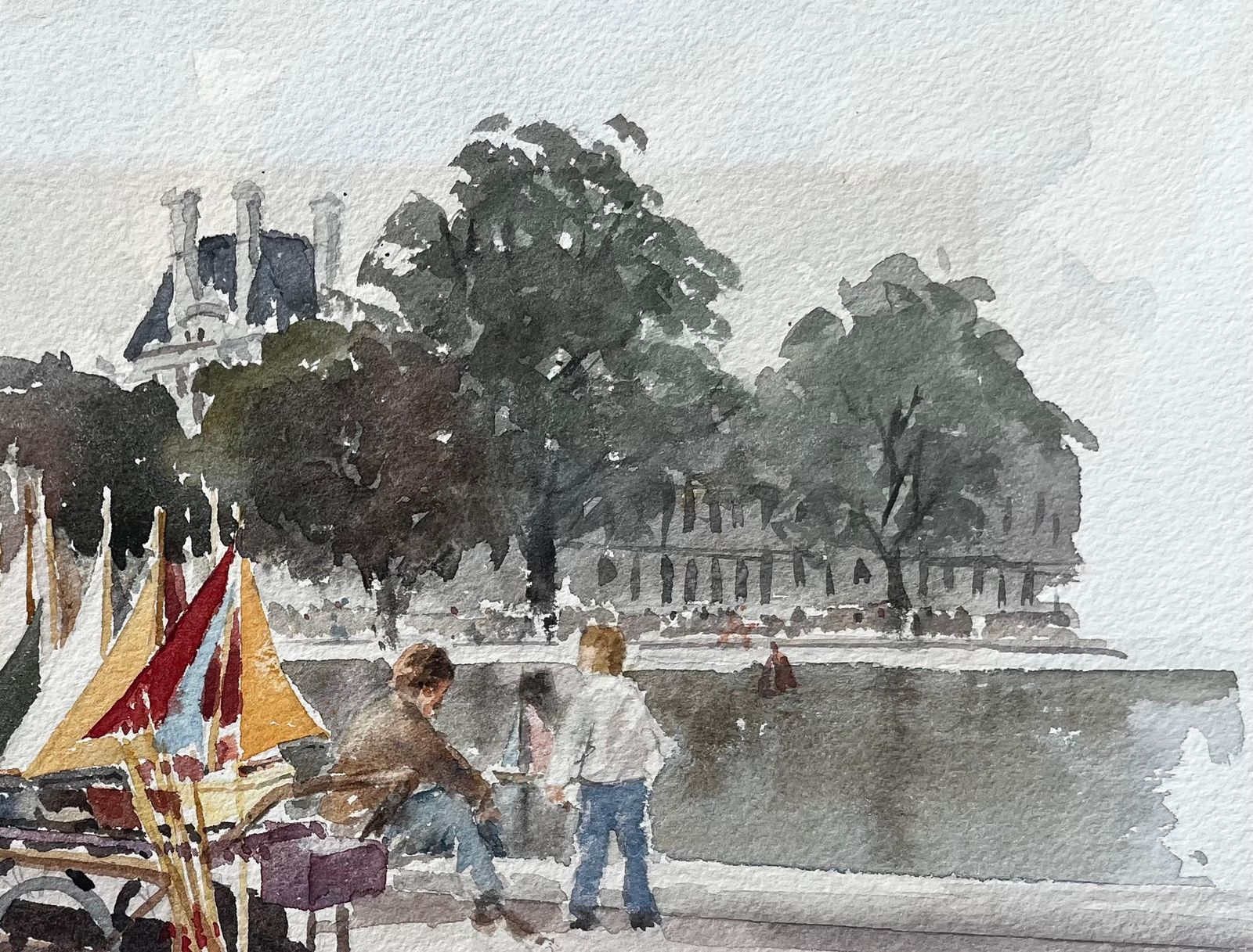 Anthony Herbertsailing Boats At The Jardin Du Luxembourg Paris With Figures By The Pond photo vinterior