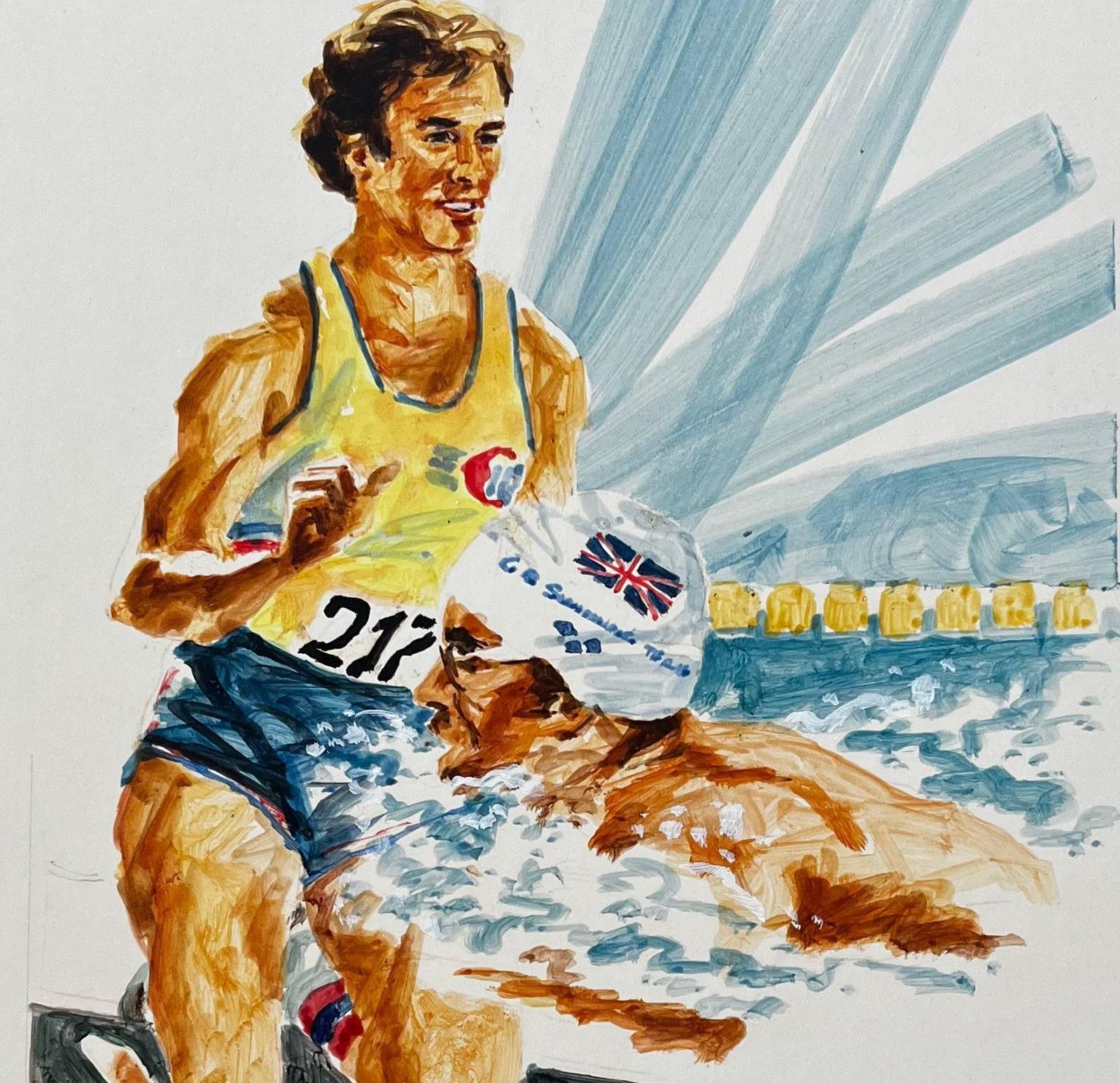 Anthony Herbertoriginal Sports Illustration Featuring Olympic Athletes In Action And Gb Swimmer photo buy