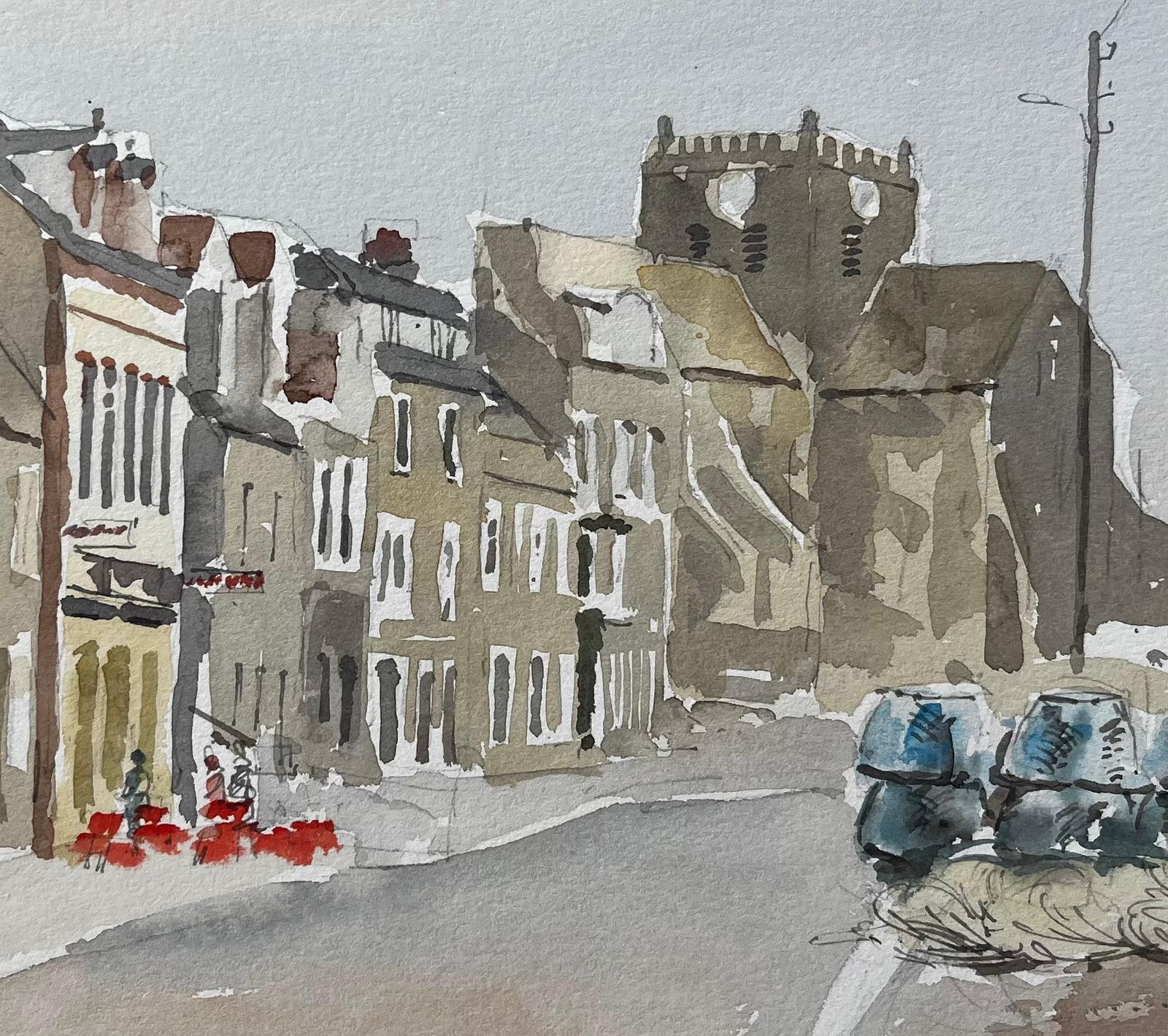Anthony Herbertbarfleur Normandy Harbour Scene With Fishing Nets 1988 Watercolour1988 photo vinterior