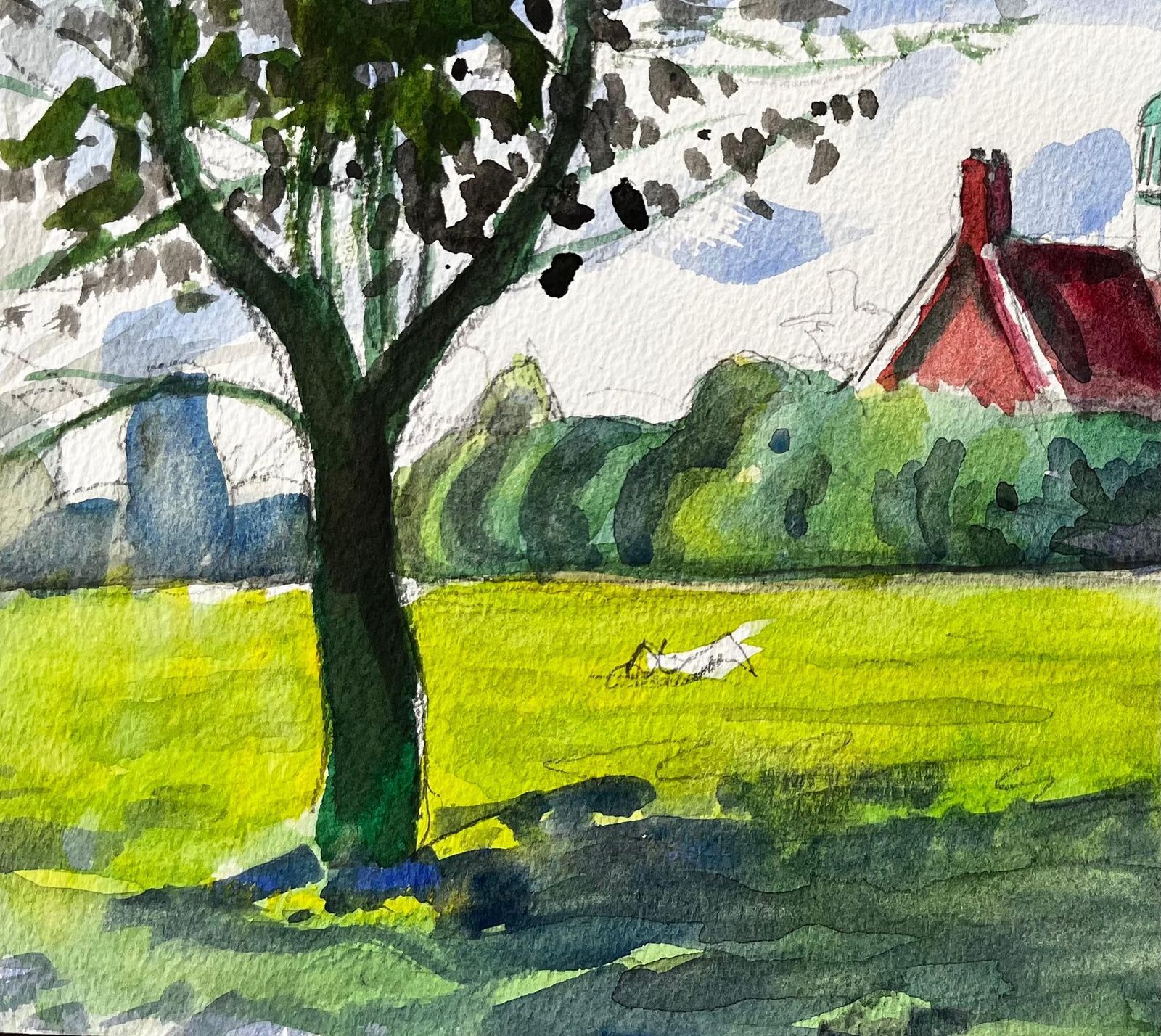 John Steane (B.1931)university Parks Oxford Red Roof Building Summer Trees And Open Field 20152015 photo 387.0