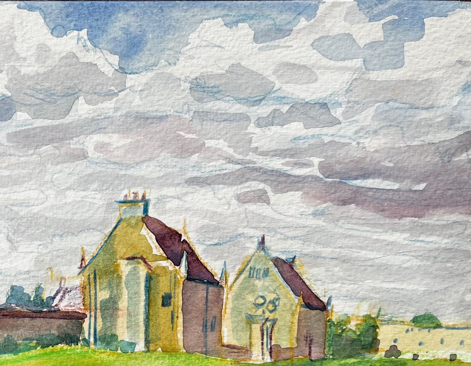 John Steane (B.1931)water Eaton Manor House Oxfordshire Historic Buildings And Open Field View photo Art