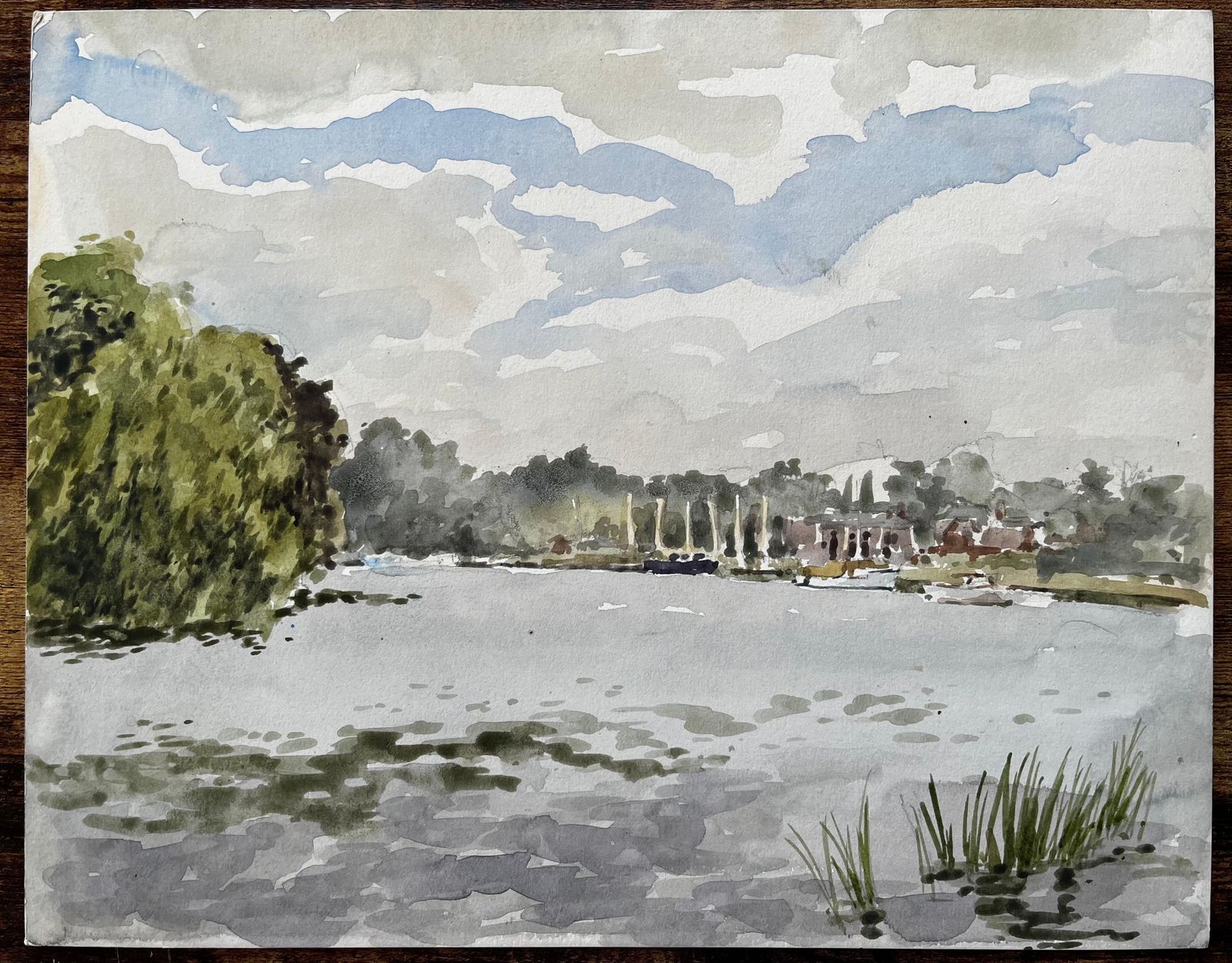 Anthony Herbertriver Thames Landscape At Cookham With Boats And Trees Under Summer Sky 19761996 photo furniture