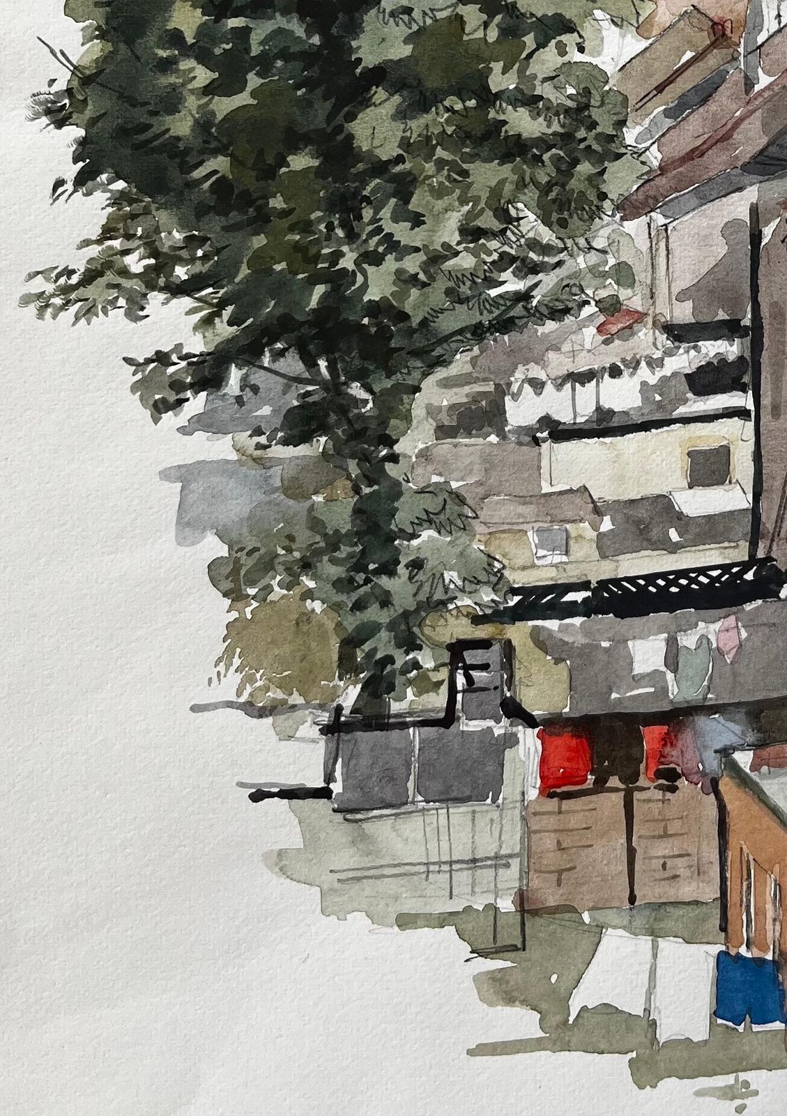 Anthony Herbertview Of Rooftops And Tower Block With Tree London 1979 Watercolour1979 photo Art