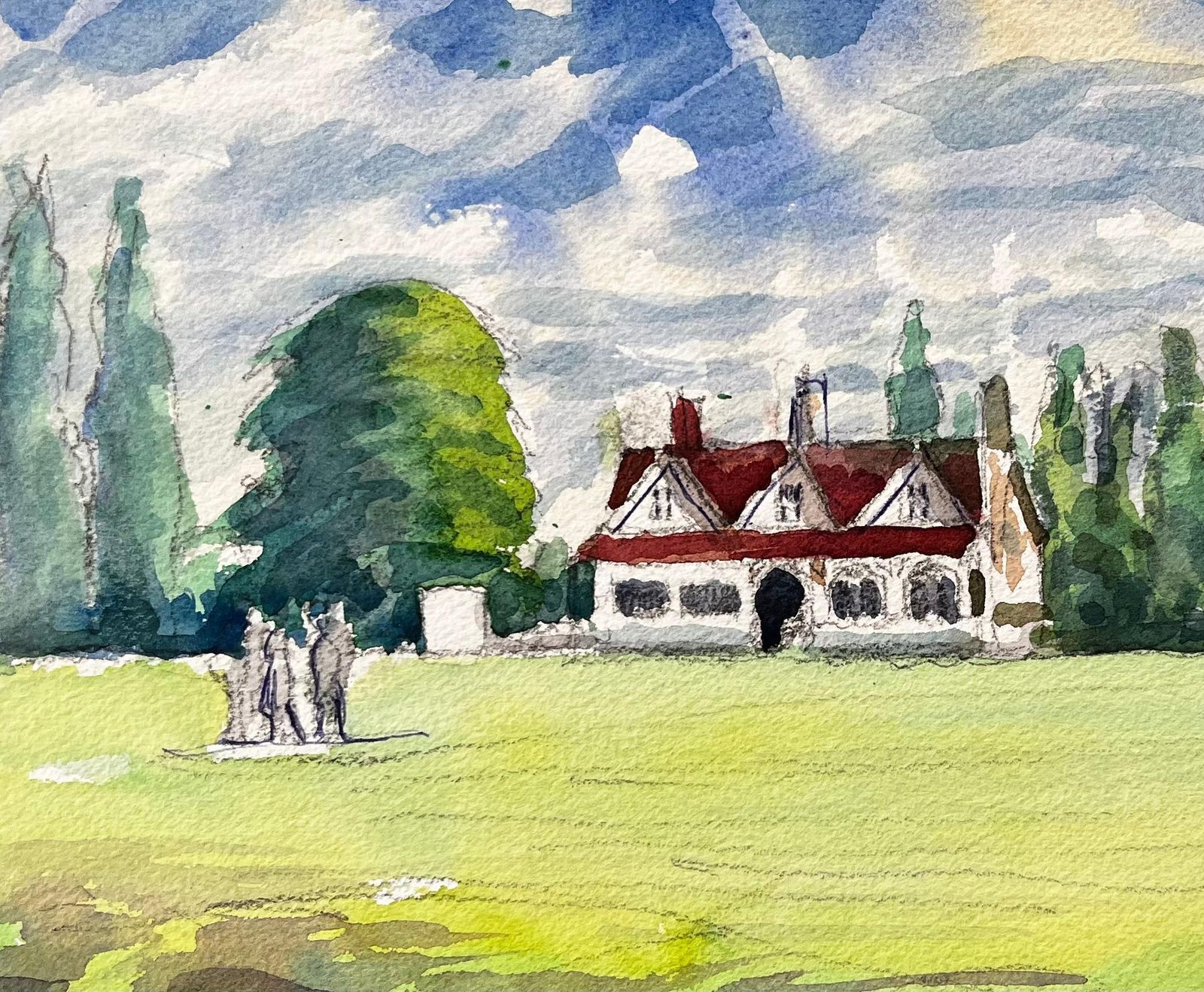 John Steane (B.1931)university Parks Oxford Pavilion Red Roof Trees And Sculpture Group 20162016 photo buy