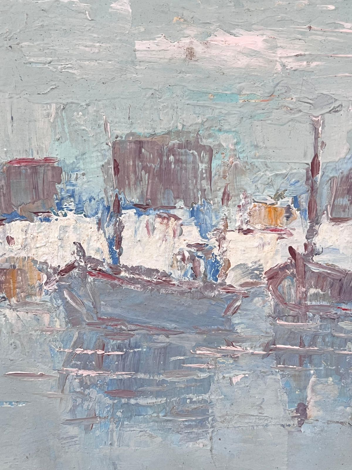 Fanch Lelthree Grey Boats In Blue Thick Oil Sea Oil Painting Landscape photo vinterior
