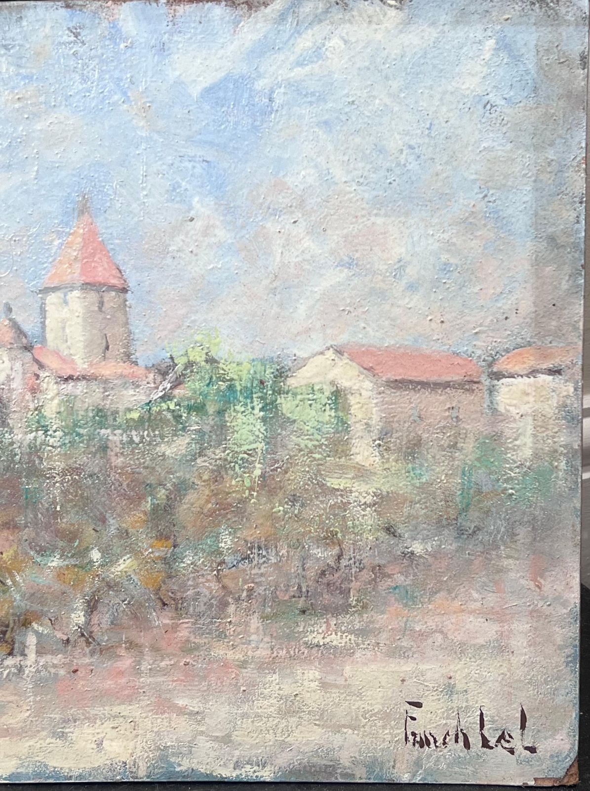 Fanch Lelolive Grove Beneath The Orange Roof Village Town French Landscape Oil Painting photo Art