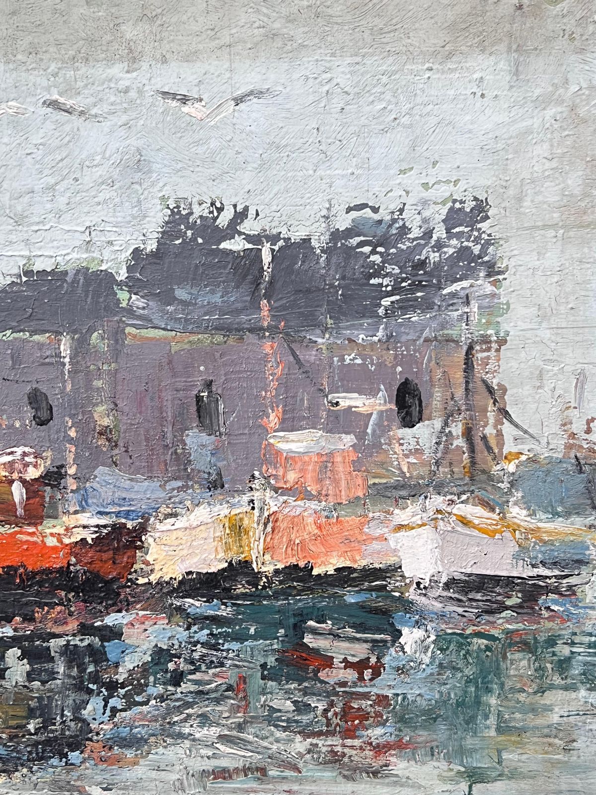 Fanch Lelblurred Colourful Boats In The Thick Blue Waters French Landscape Oil Painting photo Art
