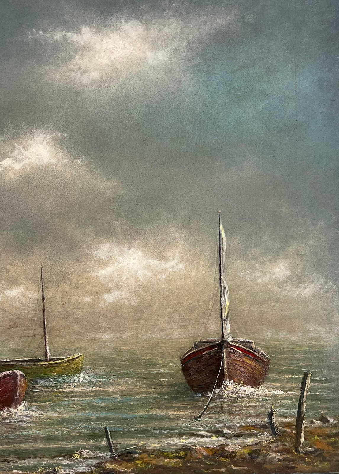 Jean Fouriefrench 20th C. Oil Painting Far Reaching Atmospheric Landscape Champagne Region photo Art