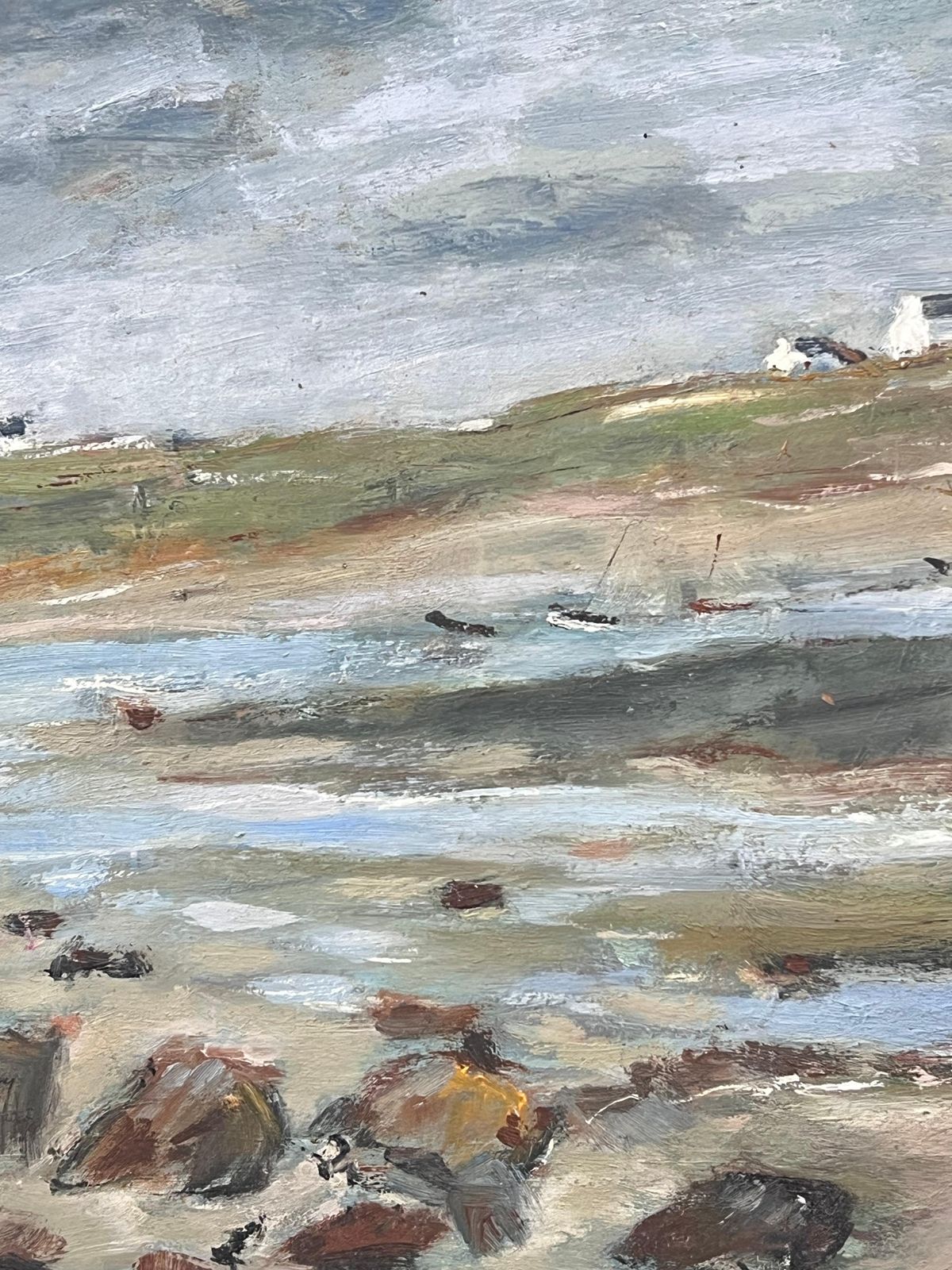 Fanch Leldry Shore With Distant Docked Sailing Boats French Landscape Oil Painting photo Art