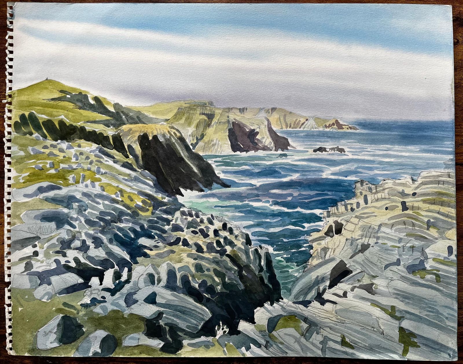 John Steane (B.1931)dramatic Dorset Coast Cliffs And Sea 1990 Watercolour By John Steane1990 photo furniture