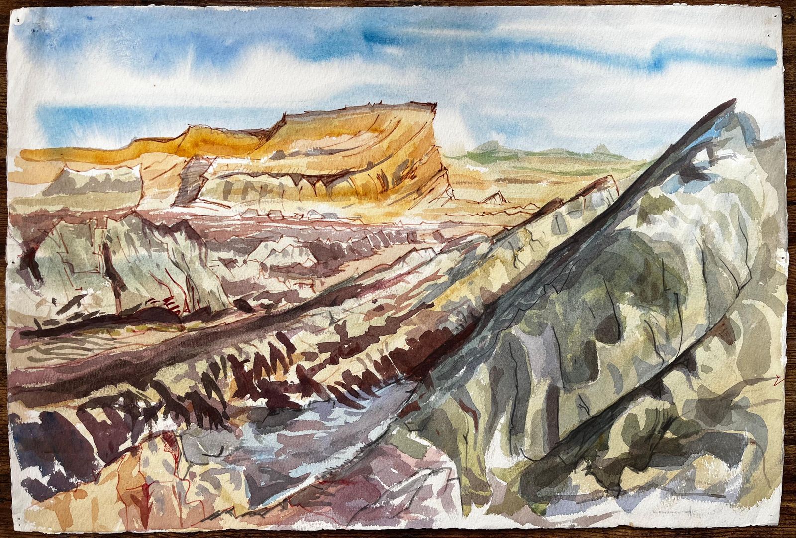 John Steane (B.1931)jurassic Cliffs Dorset Coast 1970s British Watercolour Landscape Painting1977 photo furniture