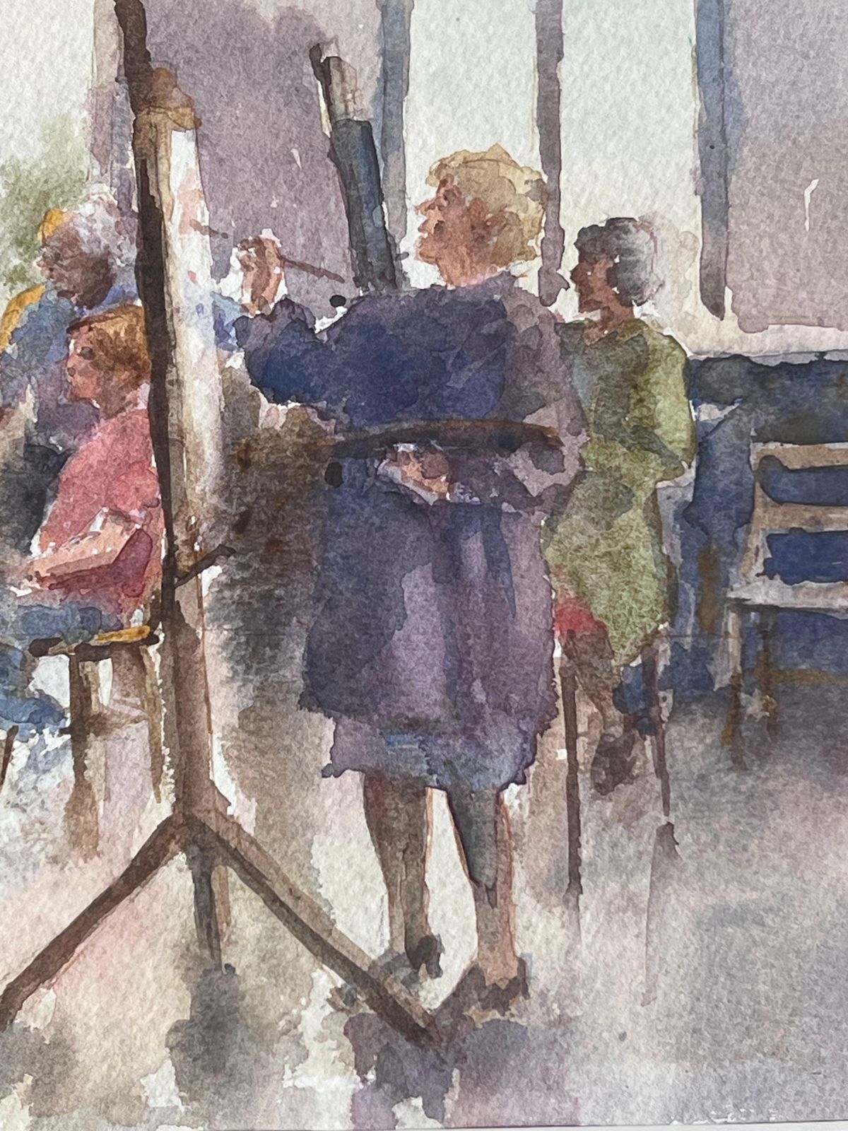 Anthony Herbertfigures Painting In An Art Class With Easels And Brushes British Watercolour photo furniture