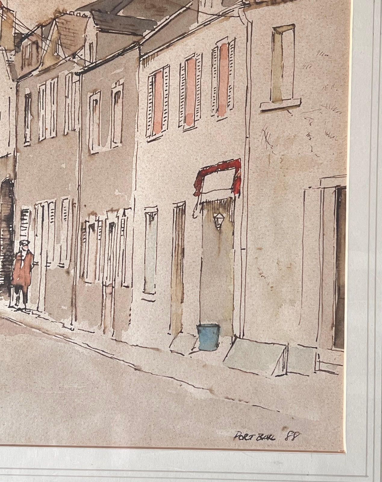 Anthony Herberta Quiet Narrow Street Lined With Pale Buildings British Watercolour Painting photo 433.0