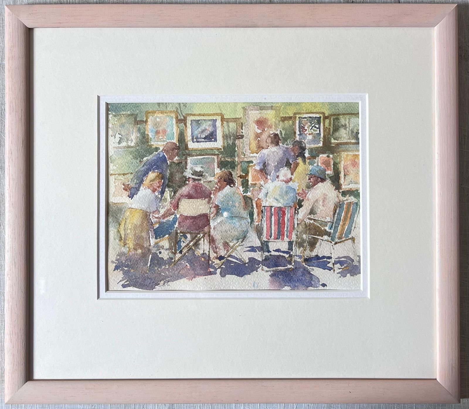 Anthony Herbertfigures Admiring And Discussing The Summer Outdoor Art Fair British Watercolour