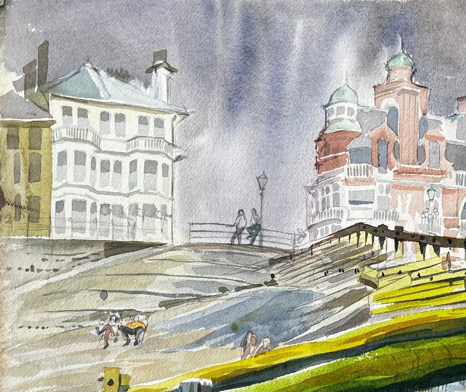 John Steane (B.1931)worthing Seafront View With Pier Groynes And Promenade Architecture 19731973 photo 392.0