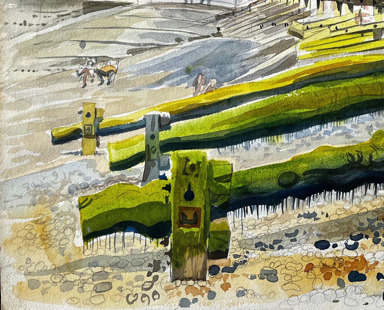 John Steane (B.1931)worthing Seafront View With Pier Groynes And Promenade Architecture 19731973 photo vinterior
