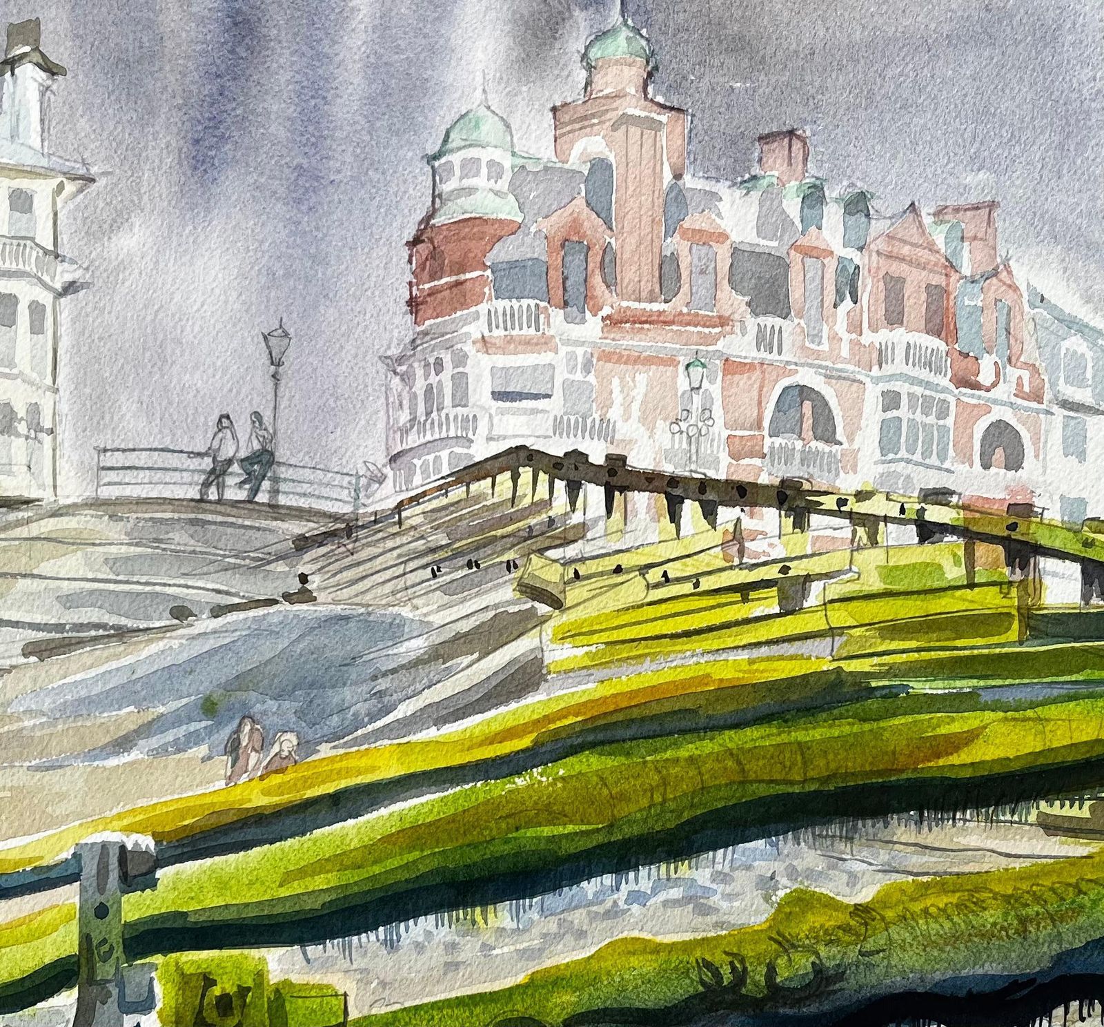 John Steane (B.1931)worthing Seafront View With Pier Groynes And Promenade Architecture 19731973 photo buy
