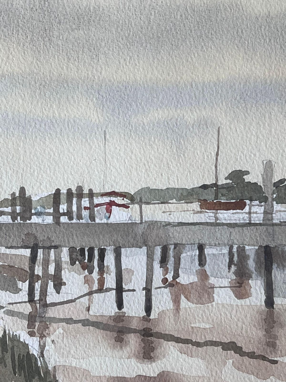 Anthony Herbertwalberswick Tidal Estuary With A Long Wooden Pier Stretching Across The Mudflats photo for sale