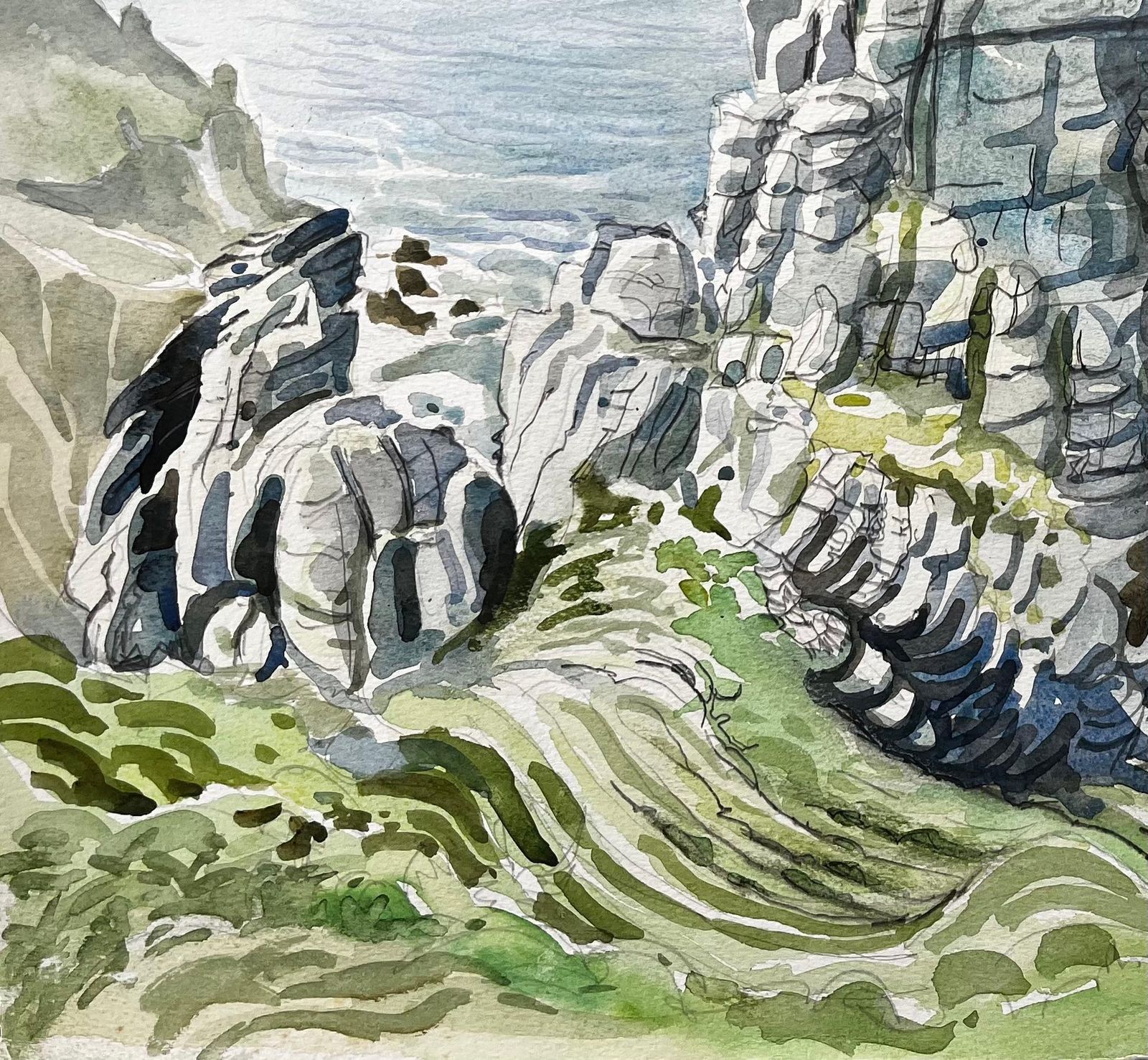 John Steane (B.1931)dorset Coast Rock Formations And Sea View 1977 By John Steane1977 photo 301.0