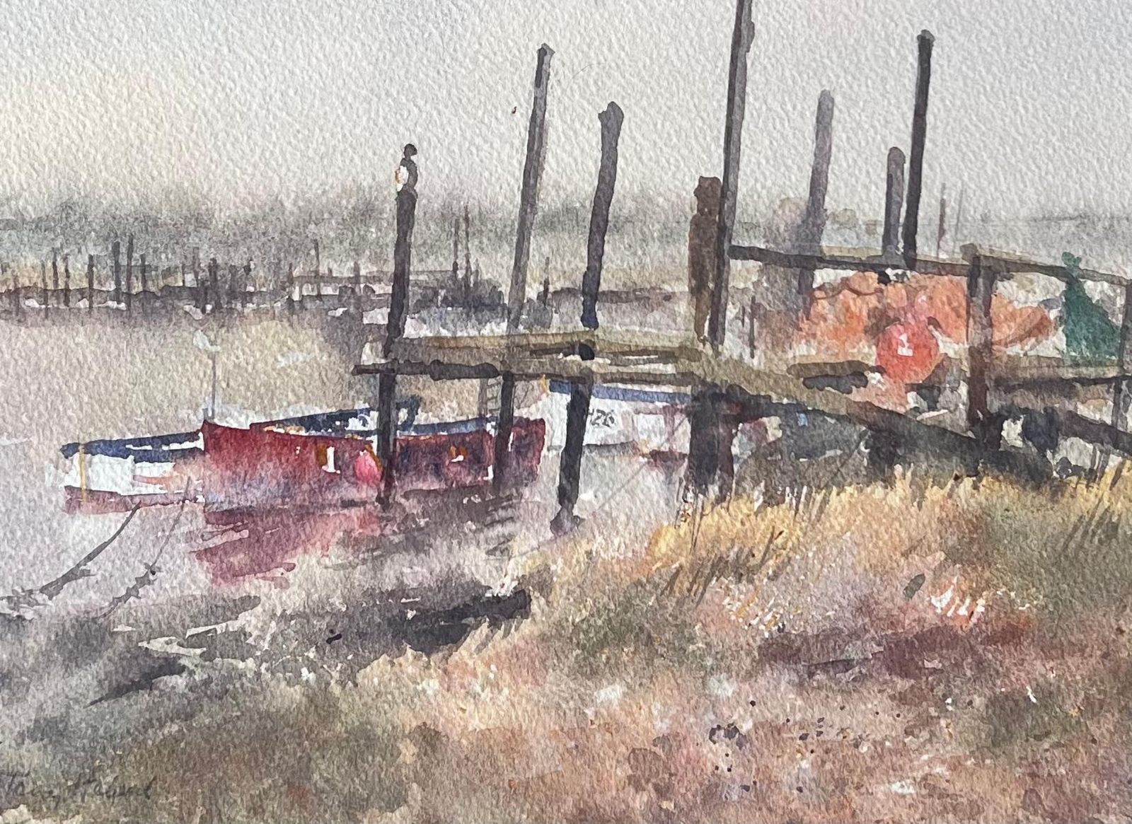 Anthony Herbertvertical Posts And Small Boats Moored Along The River Blyth Southwold photo furniture