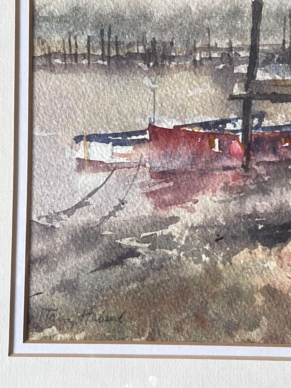 Anthony Herbertvertical Posts And Small Boats Moored Along The River Blyth Southwold photo for sale