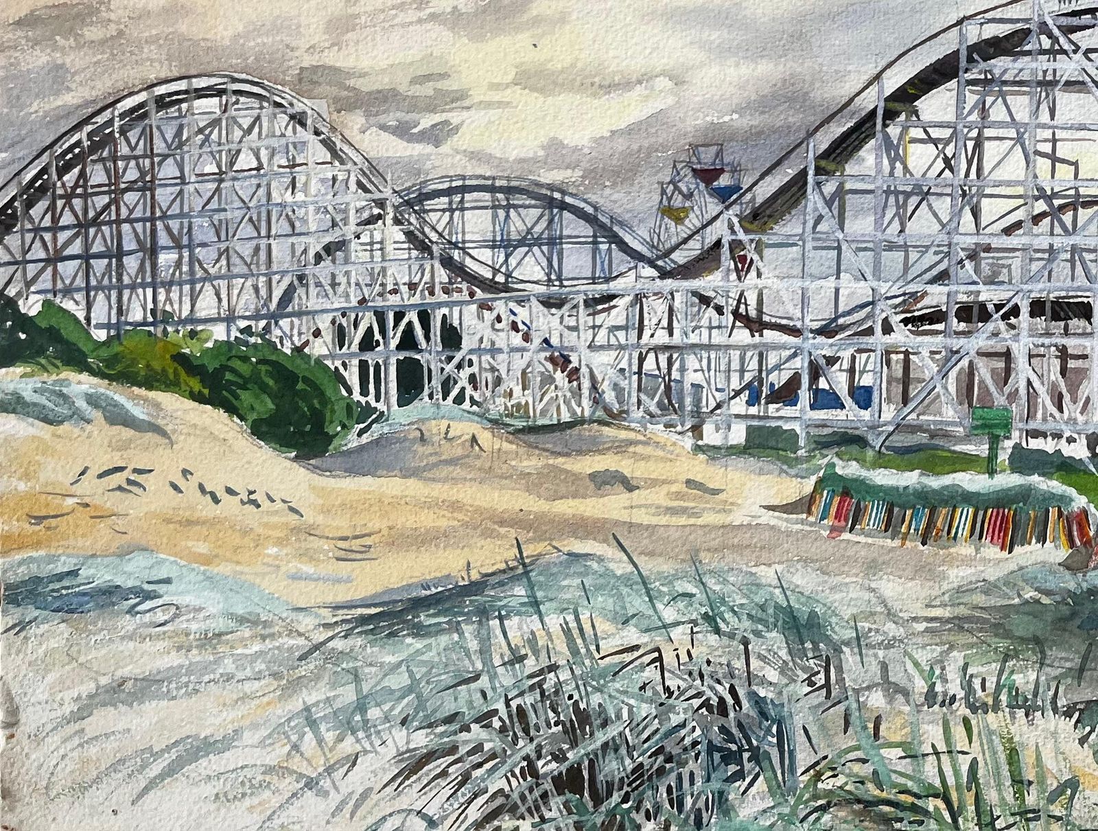 John Steane (B.1931)southport Cyclone Rollercoaster Fairground Scene 1959 By John Steane1959 photo Art