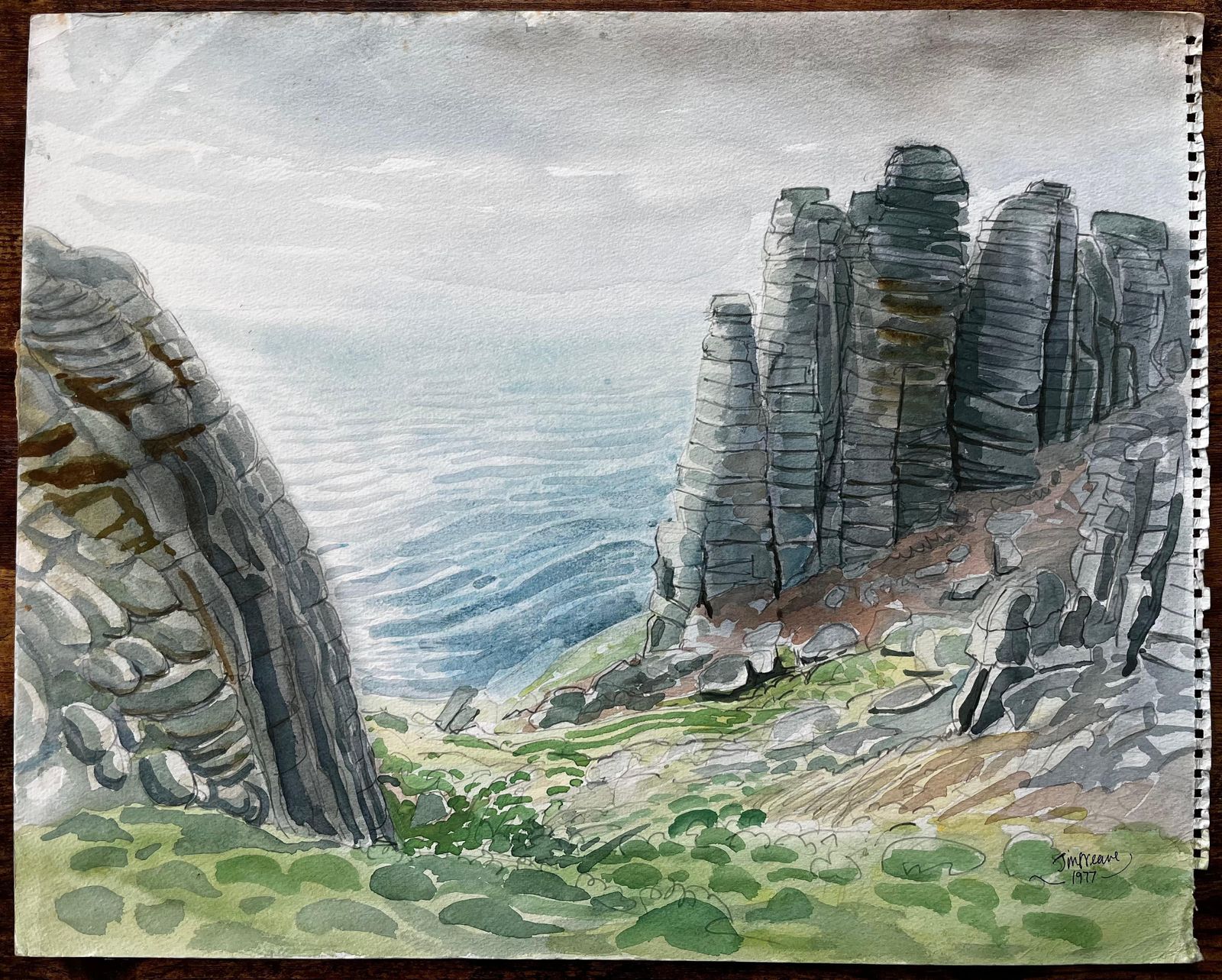 John Steane (B.1931)dorset Coastal Cliffs Seascape With Rock Formations Watercolour 19701977 photo furniture