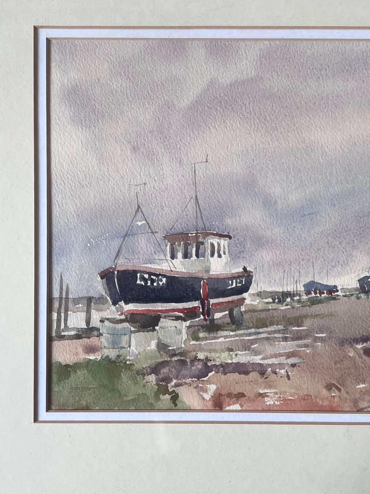 Anthony Herbertfishing Boats Pulled Up On Dry Land Beside A Rough Coastal Track Watercolour photo vinterior