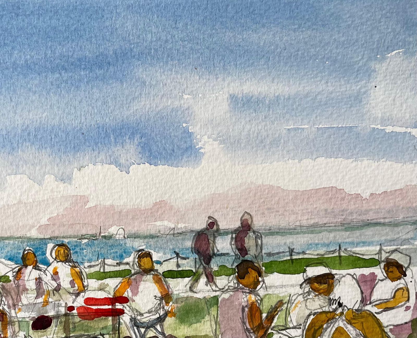 John Steane (B.1931)osborne House Beach Scene Isle Of Wight 2018 Watercolour Figures And Sea View2018 photo vinterior
