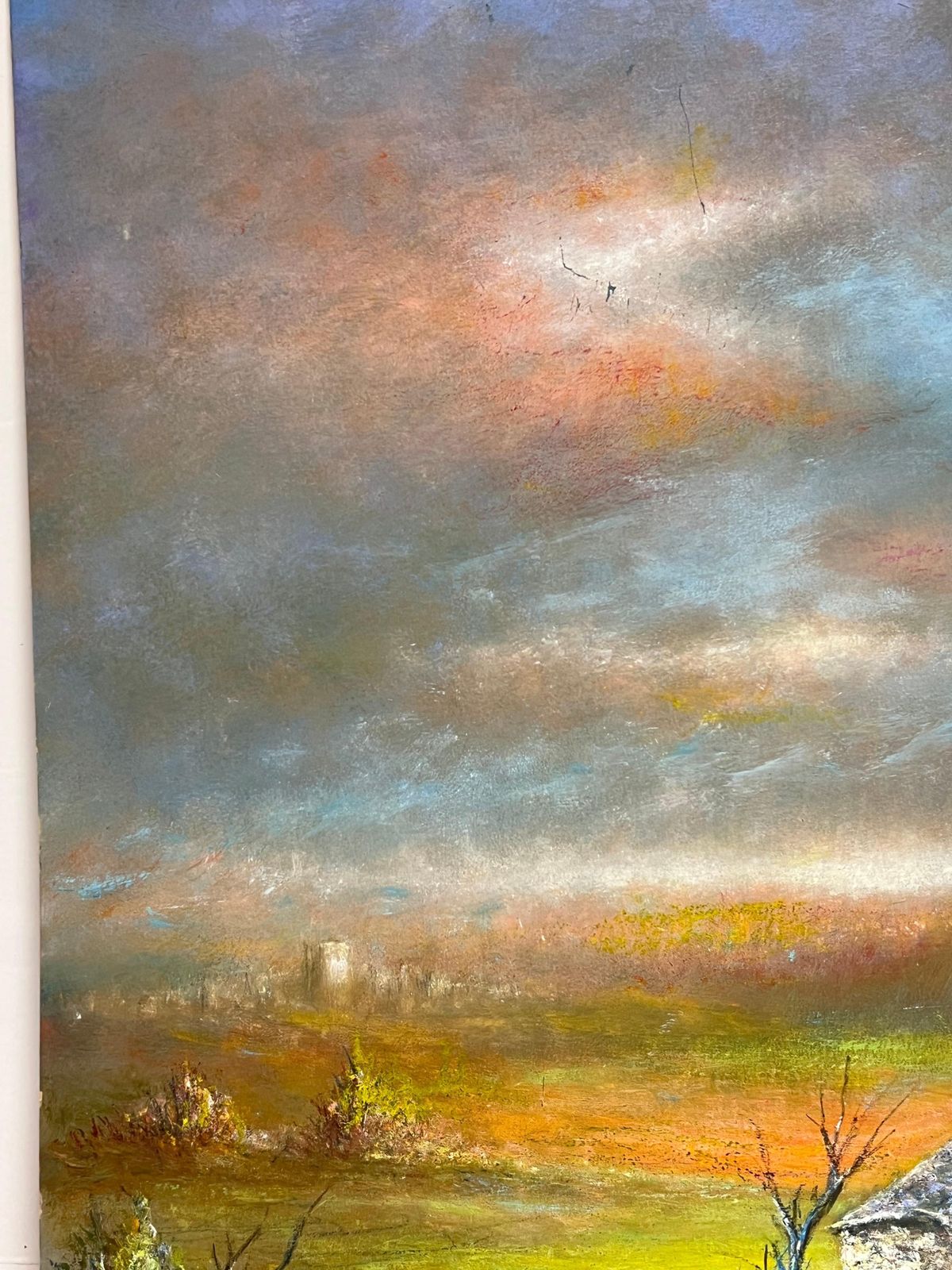 Jean Fouriestone Hut In A Autumnal Sunset Open Field Oil Landscape Painting photo Art