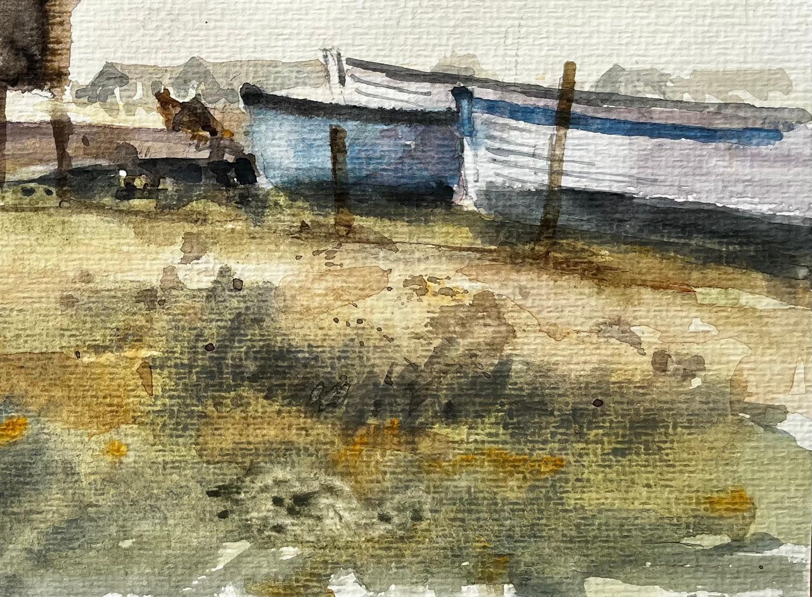Anthony Herbertweathered Coastal Boathouse With Fishing Boats And Dunes Watercolour Painting photo vinterior